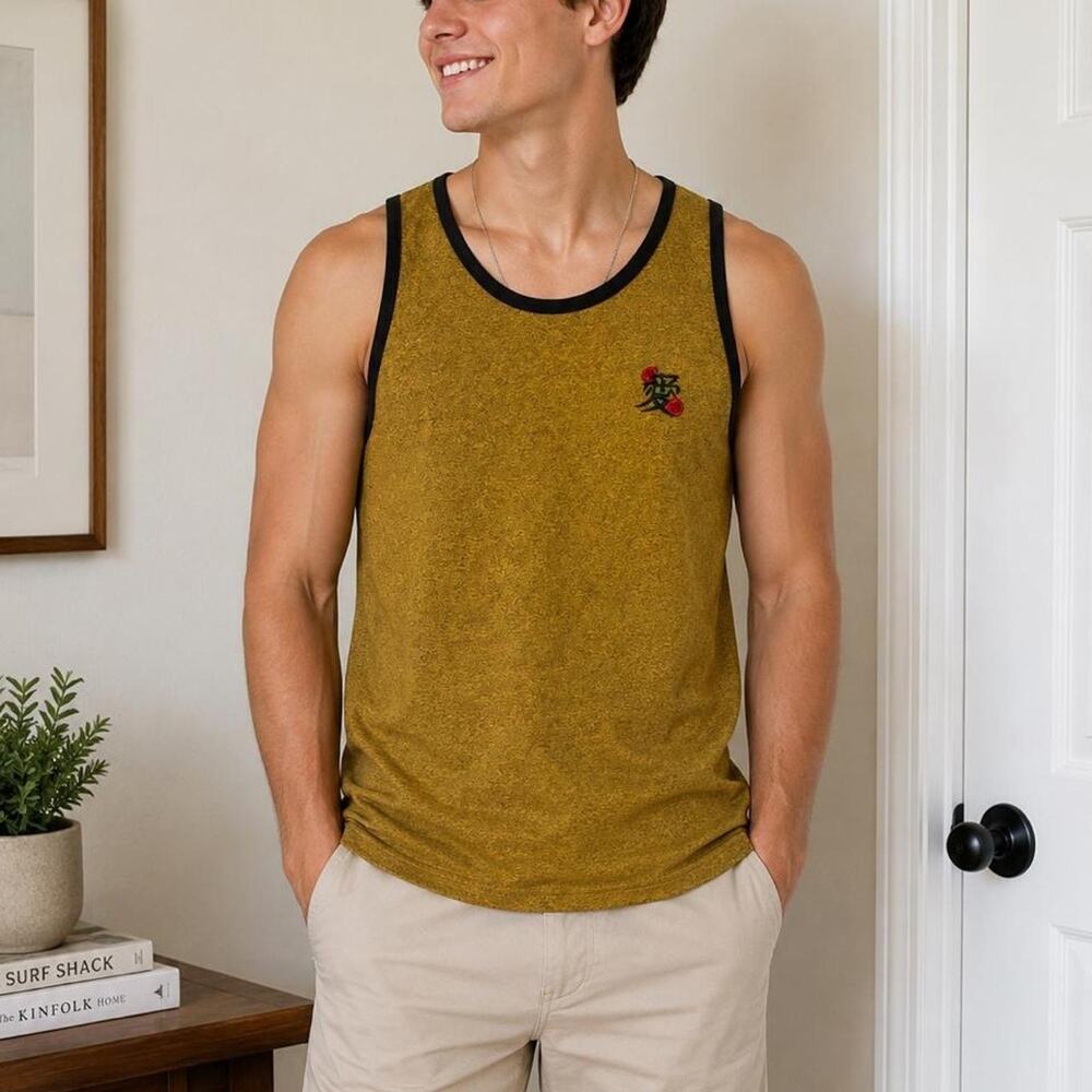 Mens mustard yellow graphic